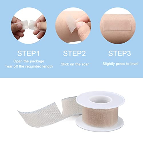 Medical Grade Scar Removal Silicone Tape(0.8X60''Roll)For Hypertrophic Scars Keloids Caused By Surgery, Injury, Burns, C-Section,Crease(Per 2"/Roll) #TOP1