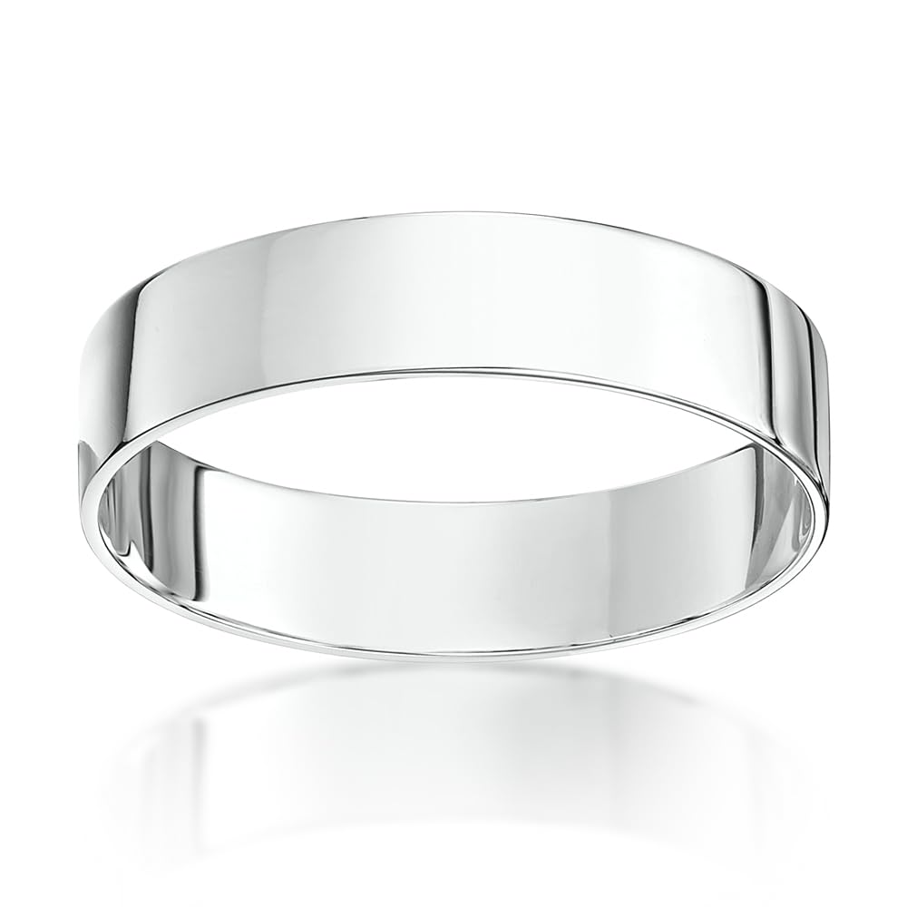 Theia Anillo de Bodas en Platino de 3-5mm, Forma Plana Pesado, Pulido