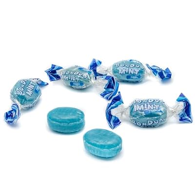 Blue Mints Individually Wrapped 2LB Menthol Flavored Breath Mints, Hard Shell with Soft Chewy Center