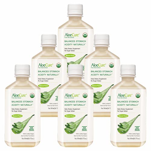 AloeCure Pure Aloe Vera Juice USDA Certified Organic, Natural Flavor Acid Buffer, 6x500ml Bottle, Processed Within 12 Hours of Harvest to Maximize Nutrients, No Charcoal Filtering-Inner Leaf