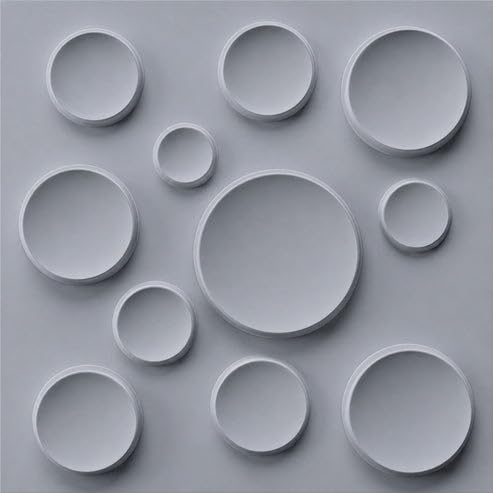 Image of Kayra Decor 3D PVC Wall Panels for Bedroom & Living Room | Moon Design | Matt Gray Color | 19.7 x 19.7 Inch | Pack of 40 | 107.6 Sq Ft
