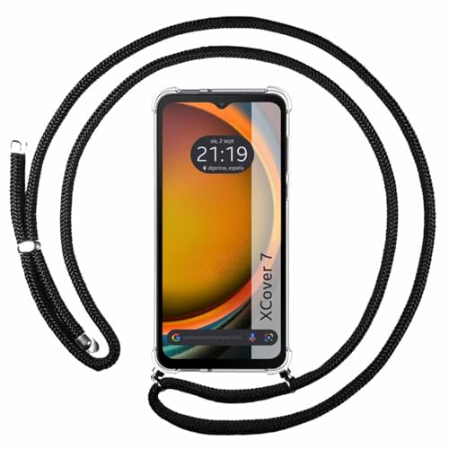 Custodia A Sospensione Trasparente Per Samsung Galaxy Xcover 7 5G Con Cordino Nero