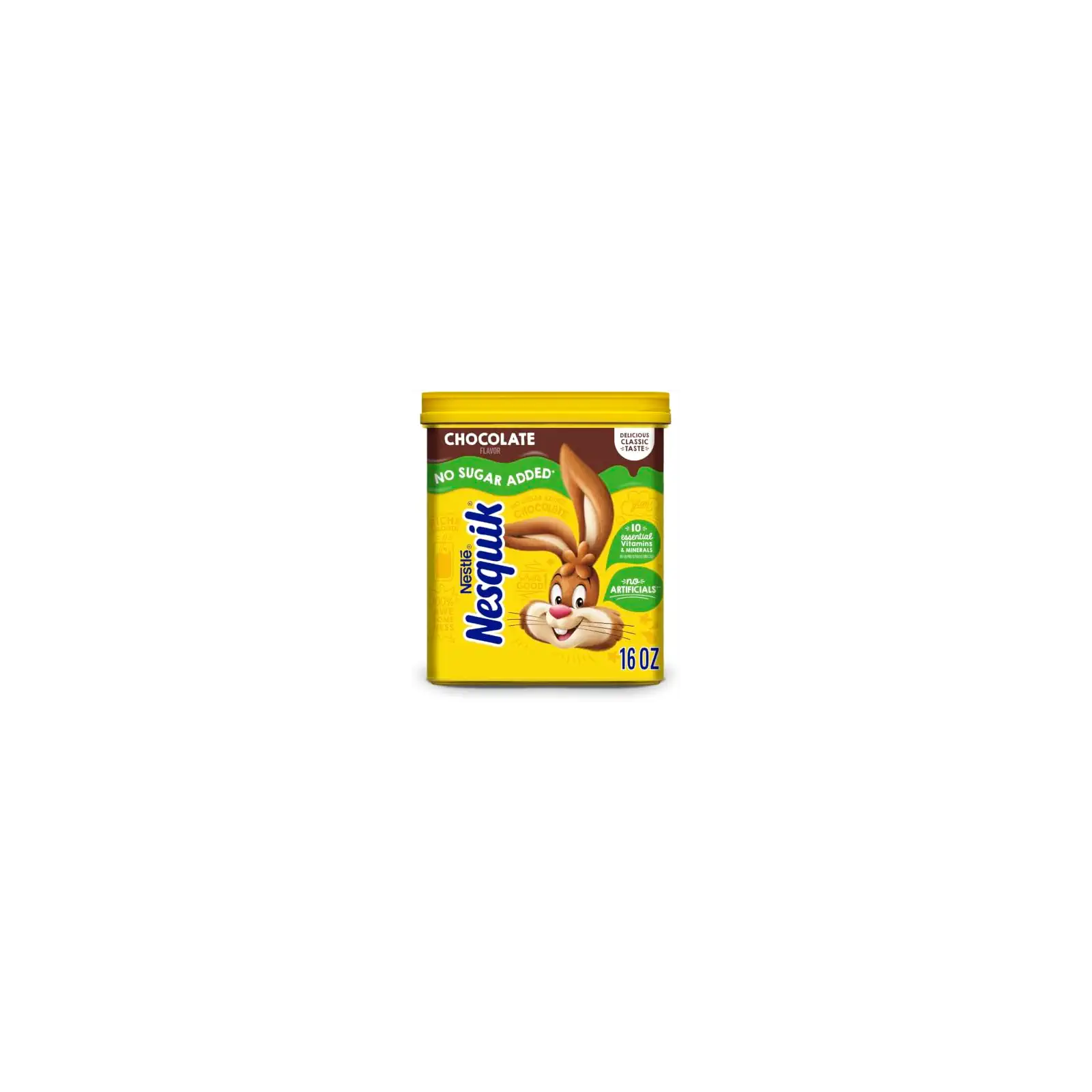 Nesquik No Sugar Added Chocolate Milk Mix Powder, 16 Oz Canister | Chocolate flavor powder drink mix; no sugar added; 16 oz canister
