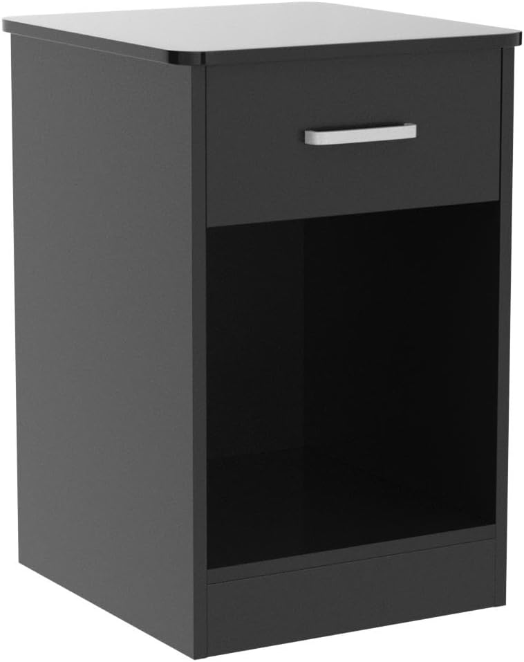 FOTOSOK Nightstand Set of 2, 2-Tier Side Table with Drawer and Storage Shelf, Bedside Table End Table, Modern Night Stand for Bedroom, Home Office,Black