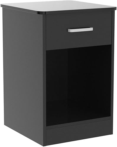 Miniatura 5 de FOTOSOK Mesita de noche, juego de 2, mesa auxiliar de 2 niveles con cajón y estante de almacenamiento, mesa auxiliar de mesita de noche, mesita de