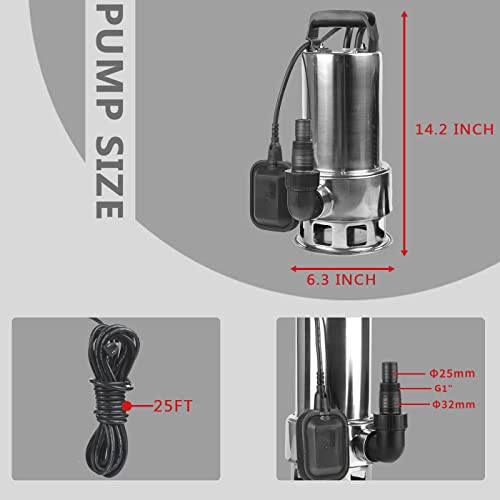 Extraup 1.5Hp 4250 Gph Stainless Steel Sump Submersible Clean Dirty Heavy Duty Drain Water Transfer Pump Pool Pond Flood Pump #TOP3