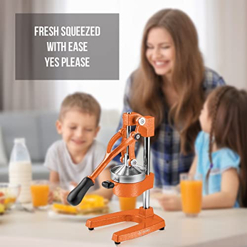 Eurolux Ultra-Premium Cast Iron Juicer | Extra-Large, Heavy Duty, Commercial Grade, Stainless Steel Manual Hand Press Citrus Squeezer For Fresh Orange Juice, Pomegranate, Lemon, and Much More (Orange) by Eurolux - Image 9