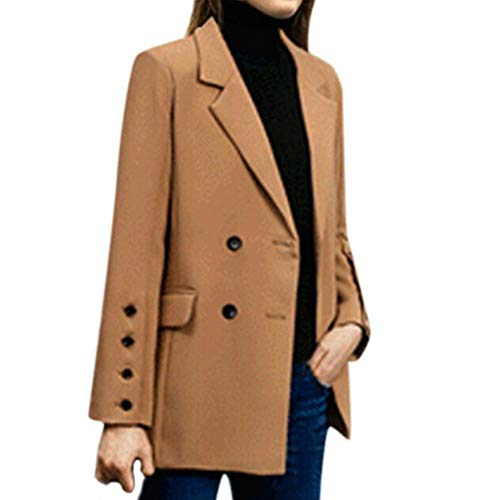 Manteau femme marron style blazer boutonné pour look working girl