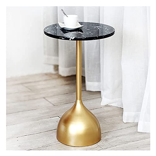 Table d'angle simple créative en fer doré avec plateau en marbre chic - 2