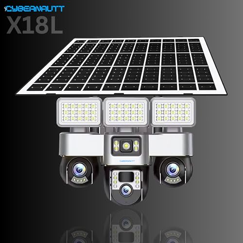 Image of XUGA - Cybernautt X18L 12MP 3 Lens PTZ Solar 4G Sim Wireless Outdoor CCTV Camera with Three Side View | 360 | All 3 Lens Mobile Operated | Motion Detection, Motion Tracking | Use 4G Sim