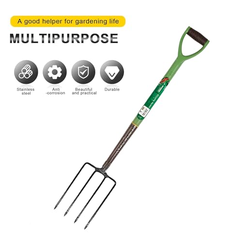 Heavy Duty Garden Border Digging Fork Carbon Steel Gardening Fork with PVC Grip Rust-Resistant Pitchfork Tool for Soil Cultivating Manure Fork for Aerating & Compost Turning – 4-Tine Design - Image 4