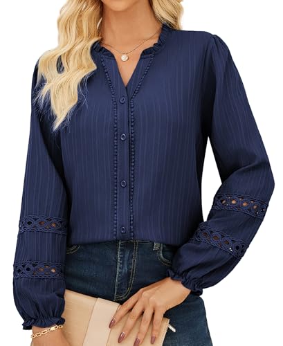 GRACE KARIN Women Dressy Casual Tops Long Sleeve Button Down
