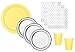 Gender Neutral Baby Shower Supplies Gray Silver Dot Plates Napkins With Yellow Plates Cups Serves 16 Guests              