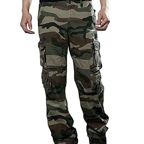 smilebuy Pantalon Cargo Homme Camouflage Pantalon de Travail Jogging Homme Cargo Pants Pantalon Militaire Randonnee Tactique Multipoches Homme Décontracté Grande Taille Jogger Joging Cargo Large Cover