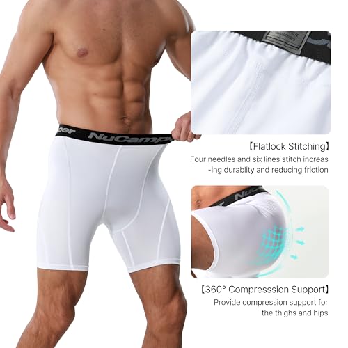 NuCamper Cueca boxer masculina de compressão, elastano, camada de base, para treino, treino, fresca,