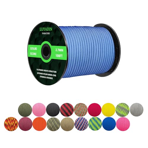 LUYADIN Paracord 325lb Diameter 2.7mm - 5 Strand Parachute Spool Cord - 100ft 200ft,Paracord for Camping,Hiking,Fishing,Outdoor and DIY