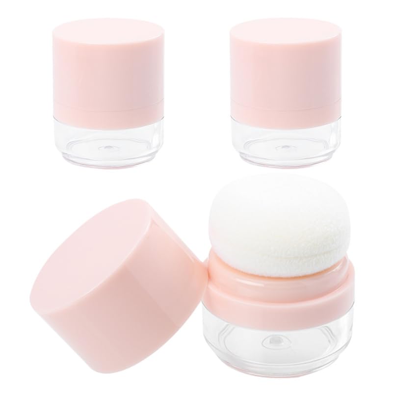 VALICLUD Refillable Loose Powder Box with Puff for Women, 3 Pack