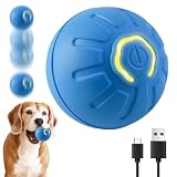 Jouet électrique pour Chien, Balle Interactive pour Chien avec Lumière,Balle Roulante Automatique, pour Chat, Chiot, Chiens De Petite Et Moyenne Taille (Bleu)