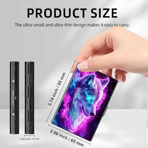 Metal Wallet, Minimalist Aluminum RFID Wallet & Credit Cards Wallets, Beautiful Wolf Slim Mini RFID Blocking Credit Card Holder for Men & Women, 6 Slots Front Pocket Card Case2