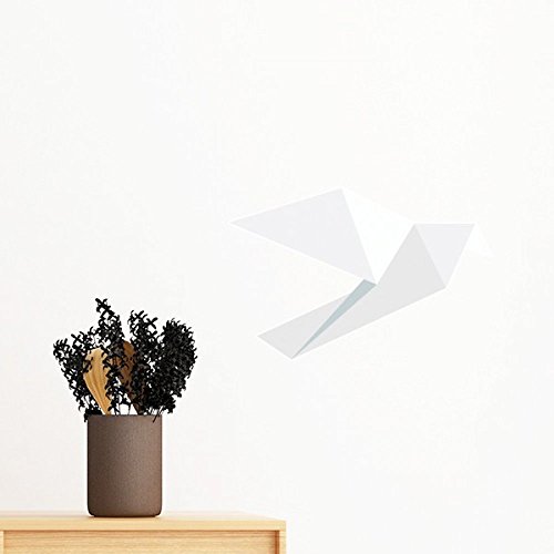 Sticker mural design pigeon géométrique blanc DIYthinker origami 50cm