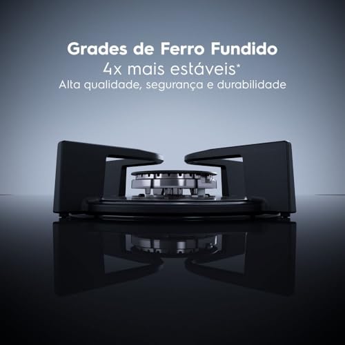 Electrolux Cooktop 5 Bocas a Gás Electrolux Mesa Vidro Expert ChamaPrecisa e Grade Ferro Fundido (KE5GW) Bivolt