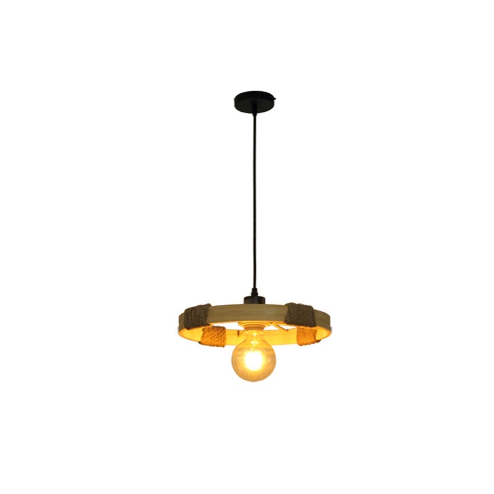Plafonnier pendentif chaîne luminaire suspendu bois et chanvre pour plafond de maison