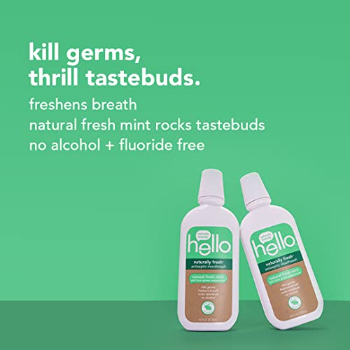 Hello Naturally Fresh Antiseptic Alcohol Free Mouthwash, Natural Fresh Mint With Farm Grown Peppermint, Fluoride Free, Vegan, Sls Free And Gluten Free, 16 Ounce (Pack Of 3) #TOP4