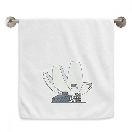 Serviette débarbouillette Singapour Art Science blanche 13 x 29 inch en coton