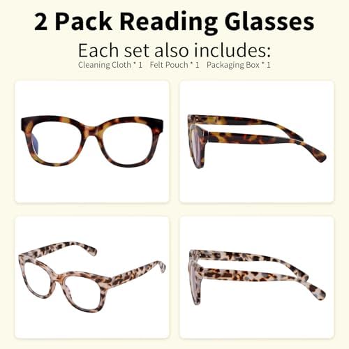 Areyeth Oversized Retro Reading Glasses for Women, Oprah Style Large Blue Light Blocking Readers, Yellow Tortoise+gray Tortoise, 50-21-145 - 4
