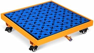 Metal Drum Containment Spill Pallet - Mobile Leak Proof Oil Drum Storage Platform with Large Modular Spill Tray and Drain Outlet for Industrial Warehouse Safety