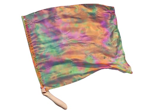 Winged Sirenny 40" Prophetic Worship Sheer Silk Flex Flag, Church Liturgical Praise Adoration Dance Banner (Serenity)