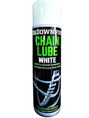 Motorbike Chain Lube White Lithium Grease Spray 500ml - All-Weather Protection for Heavy-Duty Metal-to-Metal Applications. White chain spray DrDownpipe