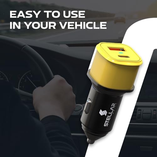 Image of Stellar Drive Fast Car Charger with Dual Output | Max output-130W | Dual Port USB-A 100W + Type-C PD 30W | Smart Safety Chip | Compatible with All Smartphones, iPad, Tablets, MacBooks - XC-36