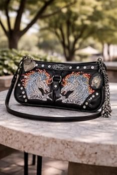 ED HARDY Women's Shoulder Crossbody Bag (Black Twin Horse): Buy