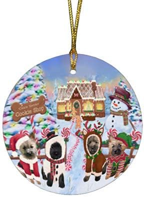 Have a Holly Jolly Cairn Terrier Dog Round Flat Ornament - Pet Decorative Hanging Ornaments for Christmas X-mas Tree Decorations - 2.75" Round Ceramic Christmas Ornament POR1275