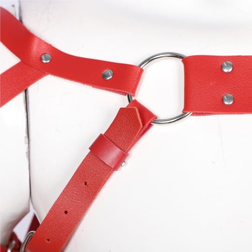 Mens Muscle Harness Costume Belt With Metal O Rings Gothic Punk Club Bar Costume Faux Leather Adjustable Arm Caged Body4