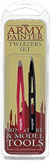 The Army Painter 2-Piece Precision Tweezers, Set of Slant & Pointy Tweezers, Craft Tweezers Precision Fine Point for Assembling Miniatures, Small Crafting Tweezers: 95mm Flat Tip & 103mm Pointy Tip