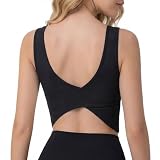 D.DUO Canotte sportive comode da donna con reggiseno integrato, Nero , L