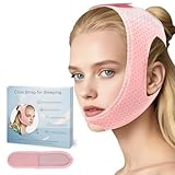 Chin Strap for Sleeping, Chin Strap for Cpap Users to Keep Mouth Closed, Jaw Strap for Sleep Apnea, Anti Snore Chin Strap with Adjustable & Breathable Fabric, (Pink/S)