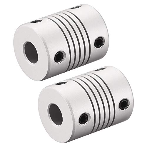 uxcell 7mm to 10mm Aluminum Alloy Shaft Coupling Flexible Coupler Motor Connector Joint L25xD19 Silver,2pcs