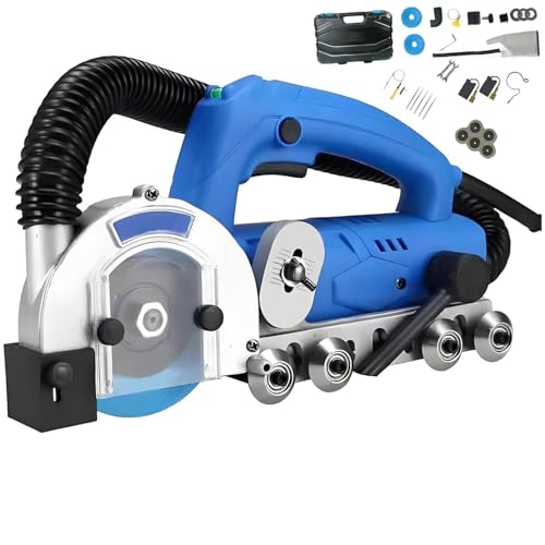 GmhXylophyte Automatischer Fugenreiniger 1200 W, 9000 U/Min Elektrische Fliesenreinigungsmaschine Mit Staubabsaugung FüR Die Fugenrenovierung Von Boden A