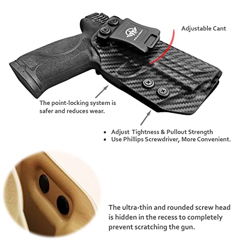 POLE.CRAFT M&P 2.0 Carbon Fiber Kydex IWB Holster for Smith & Wesson M&P 9mm M2.0 4"/4.25", Inside Waistband Carry Concealed (Black, Right)
