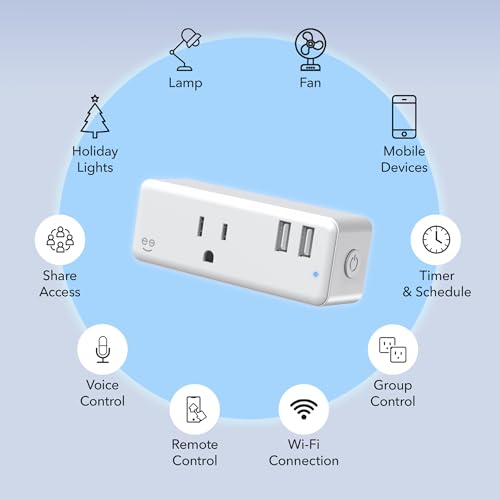 Image of Geeni Switch + Charge Smart Wi-Fi Plug, 2 USB, Energy Saving, App Control