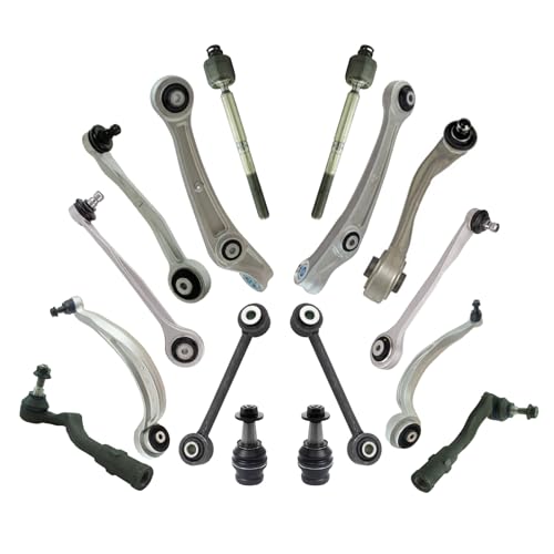 TRQ Front Steering & Suspension Kit Ball Joint Control Arm Control Arm with Ball Joint Sway Bar Stabilizer Link Tie Rod Compatible with Audi