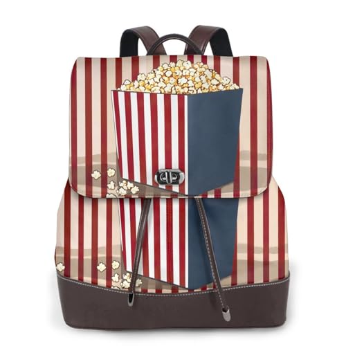 Sac à dos cuir imprimé popcorn élégant pour ordinateur portable