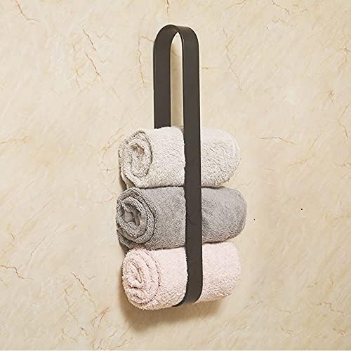 Hodzeed No Drilling Bathroom Towel Bar Rail, Aluminum Adhesive Towel Rings Rack Storage Organizer Holder Slipper Rack, Black