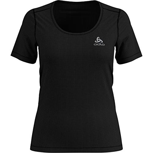 Odlo Damen Unterhemd Shirt s/s Crew Neck Active Cubic Light 2 Pack, Ebony Grey - Black, S, 192281