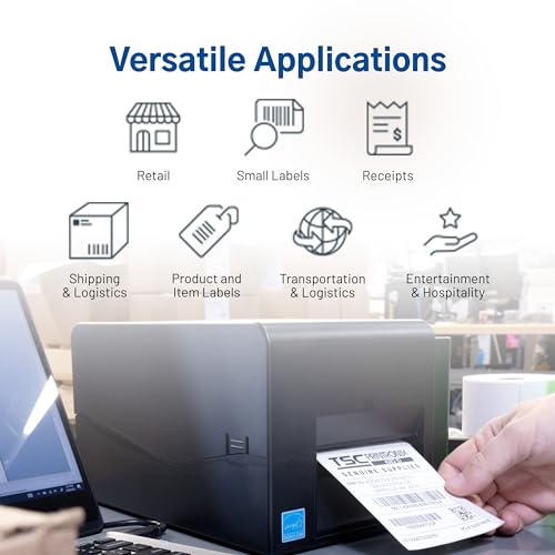 Image of TSC TE210 Desktop Thermal Label Printer for Postage, Shipping Tags, Receipts, Barcodes, Retail, Small Business, School, Home Office, and Stickers, USB, Ethernet, Serial, 4 Inch Width