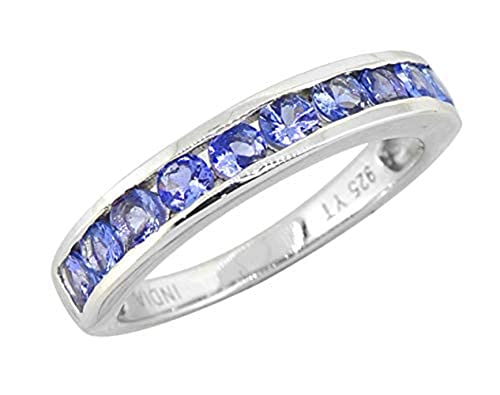 YoTreasure 3MM Tanzanite .925 Sterling Silver Journey Stackable Ring Eternity Band