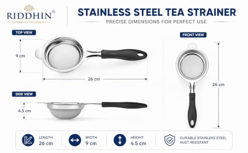 Image of Stainless Steel Tea Strainer - Multicolor Durable Tea & Juice Filter Channi with Handle & Fine Mesh | Multipurpose Sieve for Tea, Coffee, Juice & Liquids | Home, Kitchen & Restaurant Use
